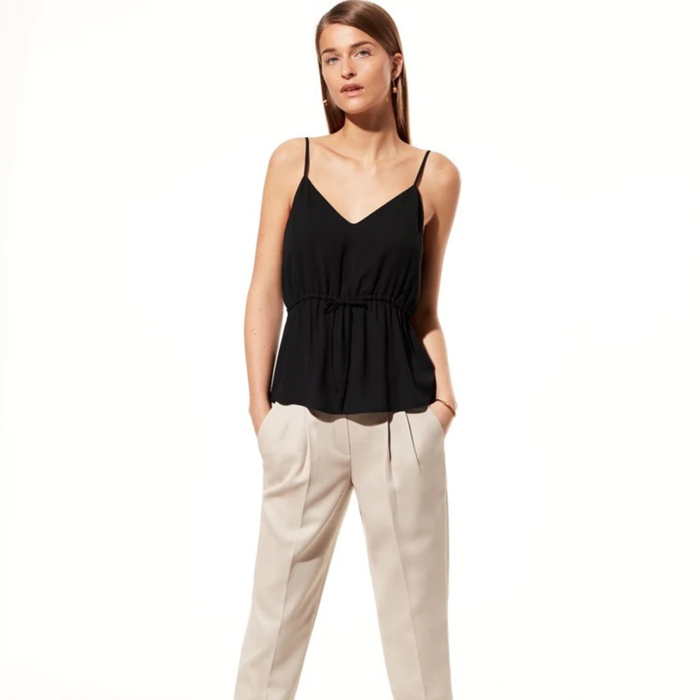 Babaton “Warren” Cami Black Drawstring Crossover Cami Size S